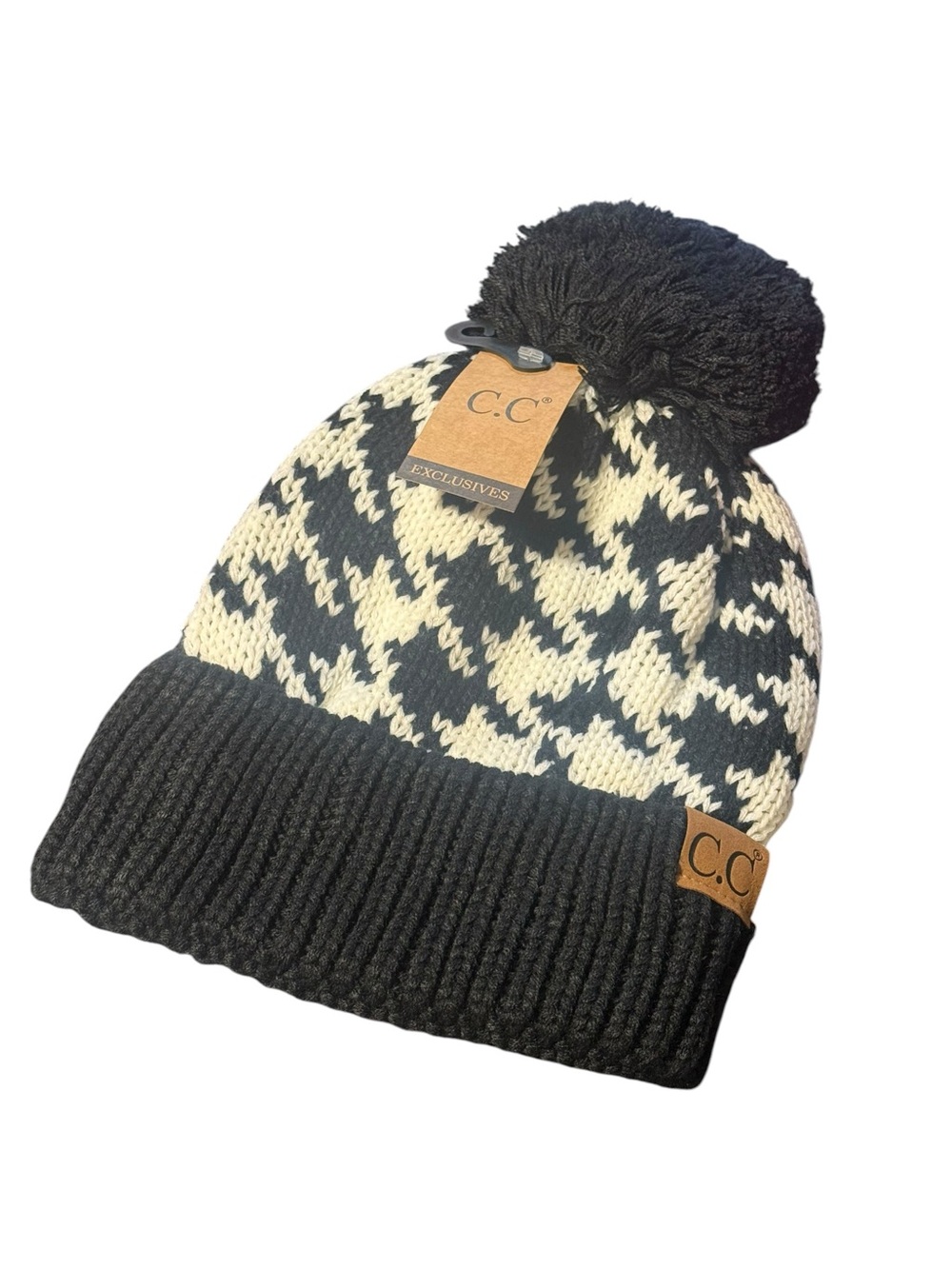 CC Beanie Black & White Pom Beanie